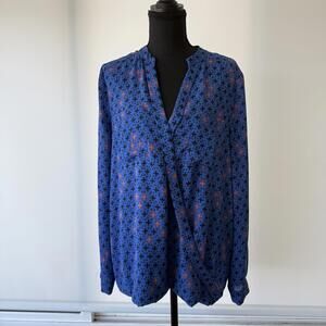 Maeve Blue Abstract Print Draped Blouse Size 8 Anthropologie